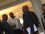 ANC Women's League secretary-general Meokgo Matuba, right, at the Maharani hotel in Durban with ANC secretary-general Ace Magashule, former North West premier Supra Mahumapelo and former president Jacob Zuma in September 2018. Matuba says an ANCWL delegation will be visiting Zuma's Nkandla homestead. File photo.