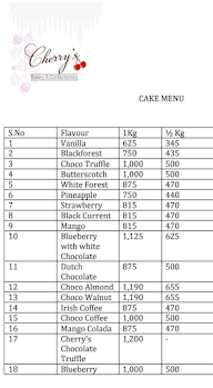 Cherrys Bakery & Confectionery menu 2