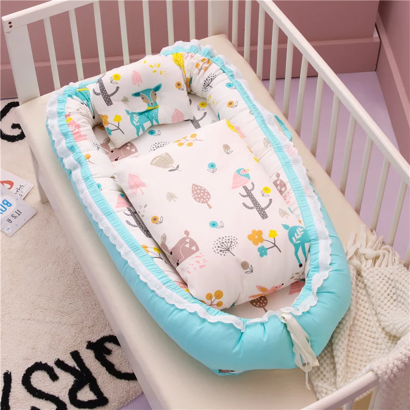 Berço portátil, removível e lavável para bebês com edredom, ideal para viagens, fácil de limpar, conforto e segurança garantidos.