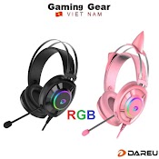 [Mã Elmall51 Giảm 5% Đơn 300K] Tai Nghe Gaming Dareu Eh469 Rgb Đen / Hồng Pink Tai Mèo