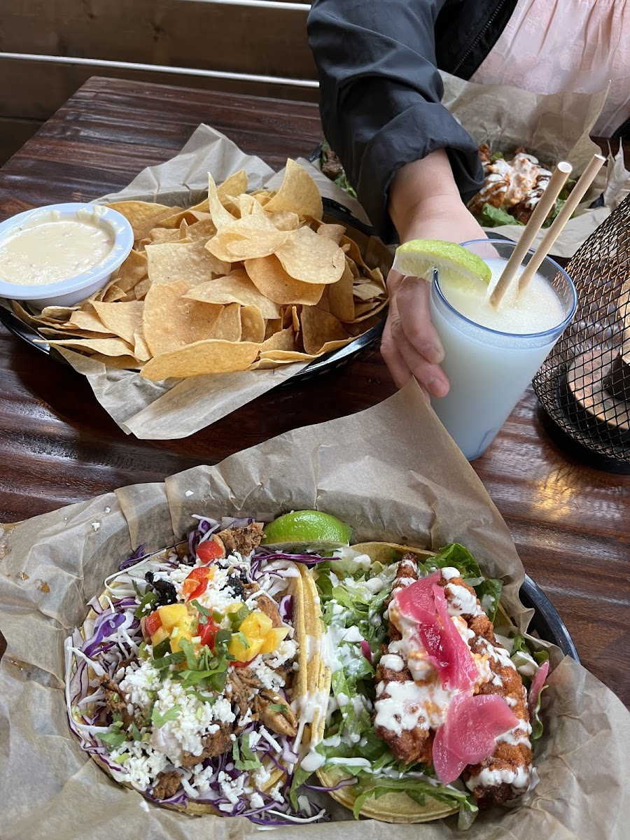 I got a chicken yogurt taco and a fried Nashville chicken taco on the right side. Haven’t had fried chicken in forever. Both flavorful and fresh!