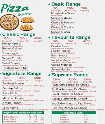 Pizza Coffee Cafe menu 