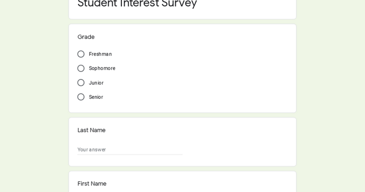 Student Interest Survey