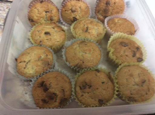 First batch of banana chocolate chip muffins.