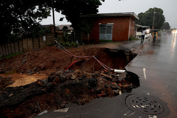 Parts of a road have collapsed in Morningside in Durban following torrential rains.