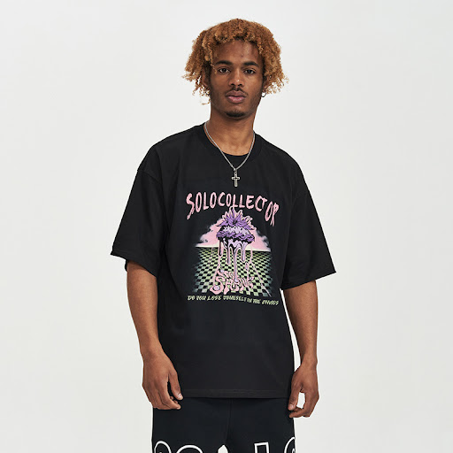Title 3, Mens Fashion Letter Print Loose Short Sleeve T...