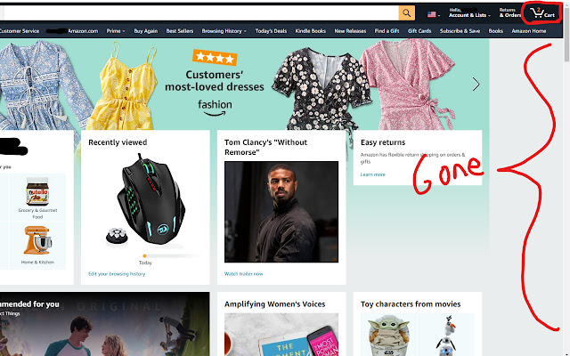 Hide Amazon™ Cart Sidebar chrome extension