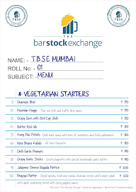 The Bar Stock Exchange menu 2