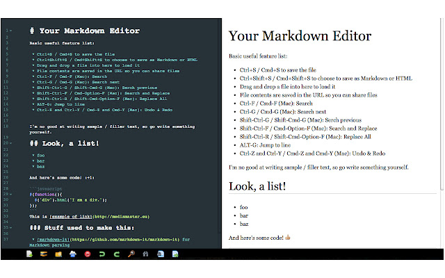 Your Markdown Editor chrome extension