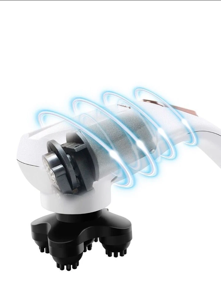 Elektrische Handheld Massager met 6 Koppen voor het Lichaam, Vibratiemassage en Kneedtherapie, Spierontspanning