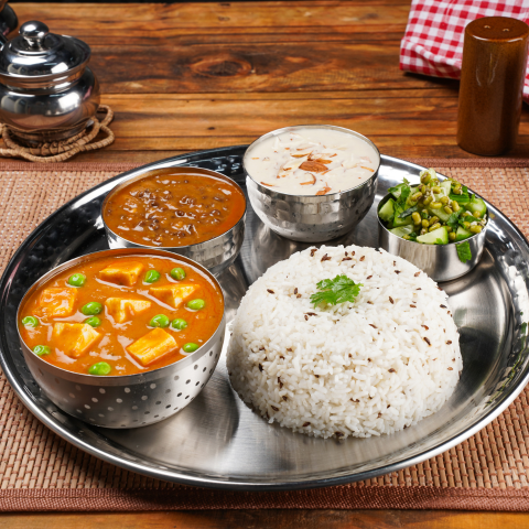 Matar Paneer Rice Executive Thali