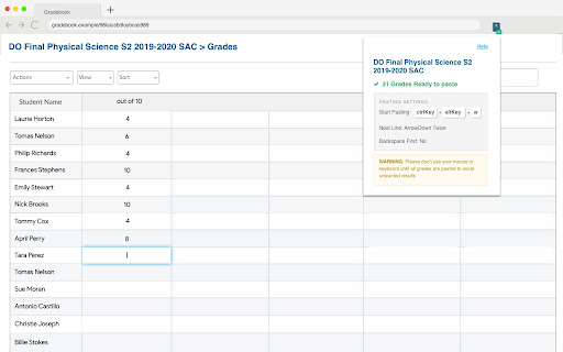 Gradebook Paste