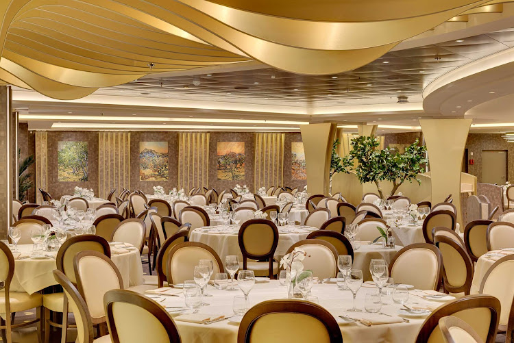 L'Olivo d'oro and L'Olive doree are two of the main restaurants on MSC Meraviglia, included in the fare.