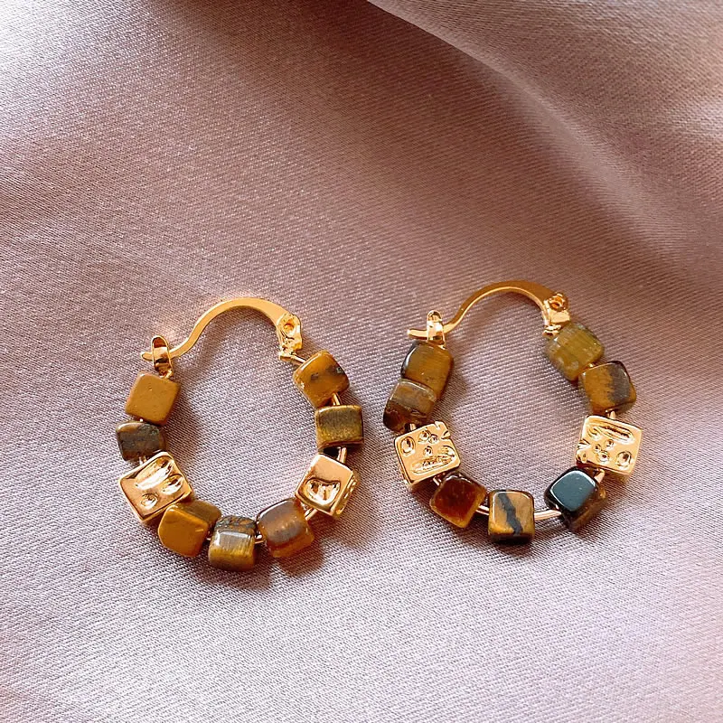Dames herfst winter retro vierkante kralen oorbellen, vintage stijl, perfecte sieraden accessoires voor een stijlvolle en elegante uitstraling