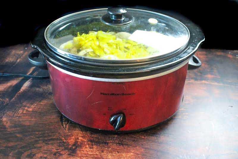 Beef Cooking In A Slow Cooker.