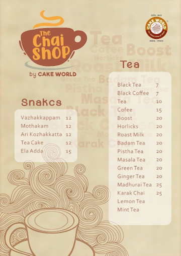 The Chai Shop menu 