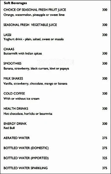 Uno 2 Go - Shangri-La's Eros Hotel menu 