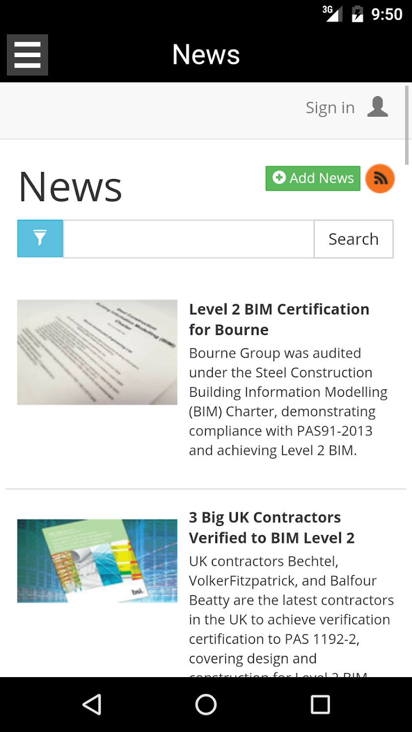 The BIM Hub Mobile Screen 2