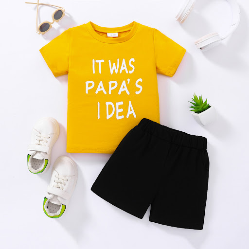 Title 8, Childrens summer clothing, letter print short-...