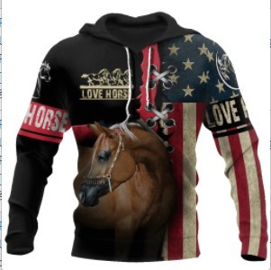 Title 5, Horse 3D Digital Printing Sweater Hoodie. Comfo...