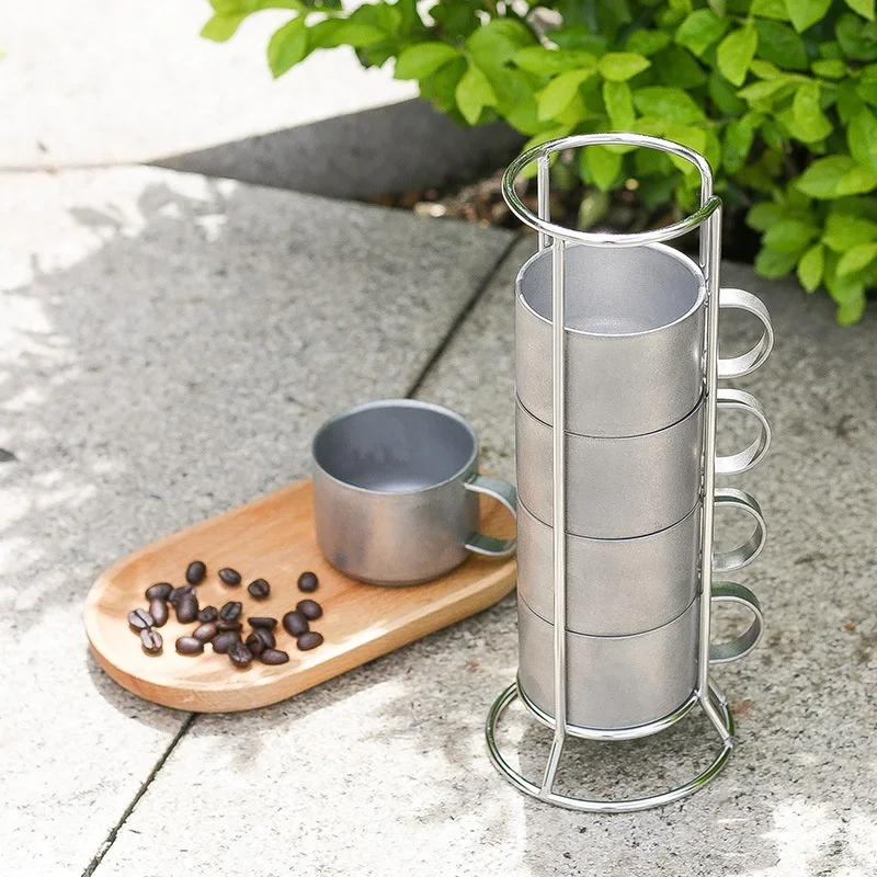 Outdoor Edelstahl Doppelbecher, hitzeisolierend, verbrühungssicher, Kaffeebecher, perfekt für unterwegs oder zum Genießen im Freien.