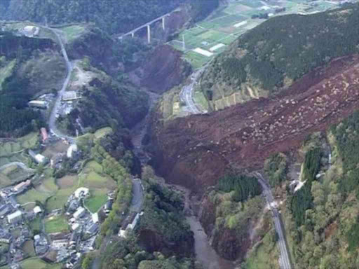 The earthquake triggered a massive landslide in the region PHOTO/AFP