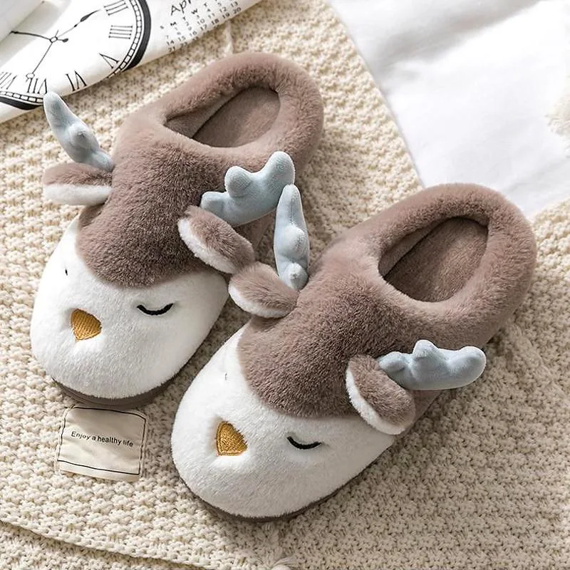 Pantofole in cotone da donna per la casa, un paio di morbide pantofole in peluche, calde e antiscivolo per interni.