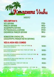 Konaseema Vindhu menu 1