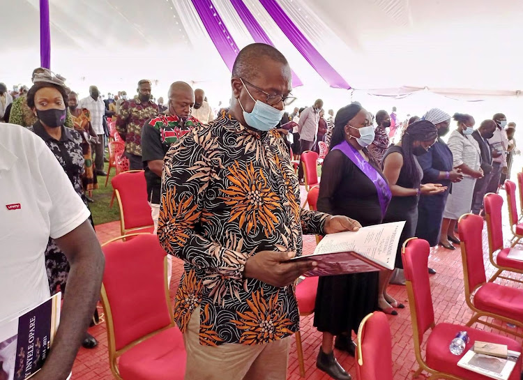 Otuoma at Achunet village where he attended the burial ceremony on Saturday.