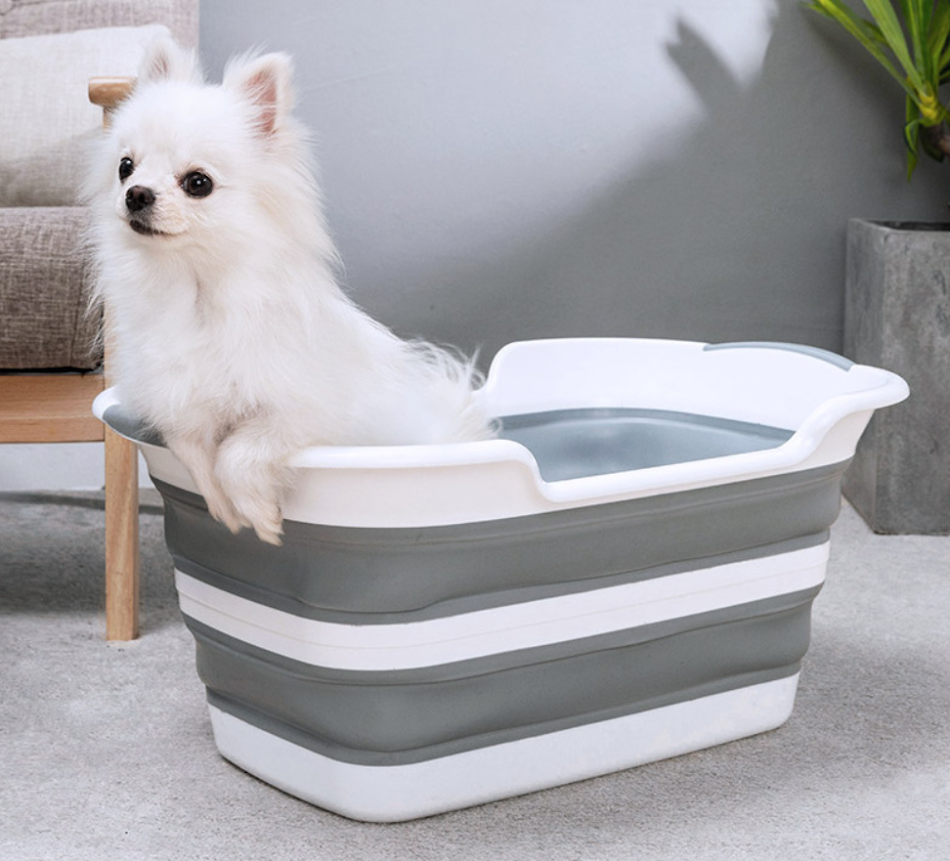 Multifunctionele siliconen opvouwbare baby- en dierenbad, antislip, draagbare emmer, ideaal voor badderen en reizen.