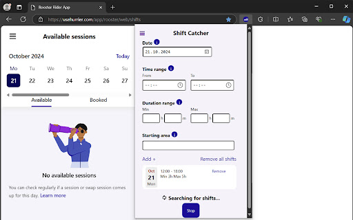 Shift catcher for the Rider app
