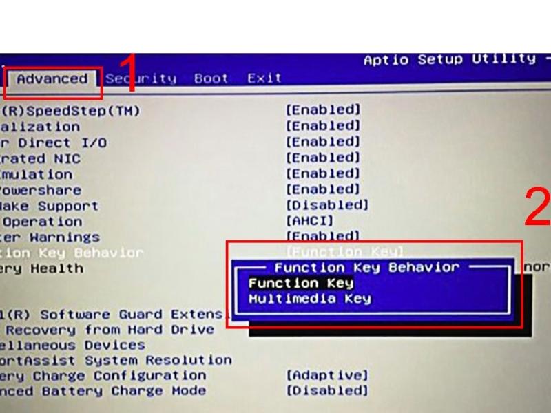 Các bước để bật tắt phím Fn trên BIOS