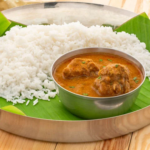 Andhra Chicken With Steamed Rice