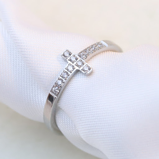 Title 6, Simple Style Diamond 304 Titanium Steel Cross R...