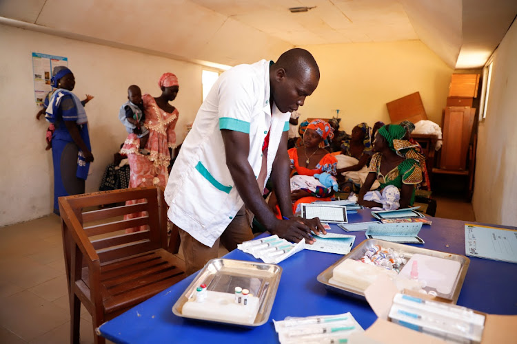 A nurse prepares to administer a malaria vaccine to infants at the health centre in Datcheka, Cameroon, January 22 2024. Picture: DESIRE DANGA ESSIGUE/REUTERS