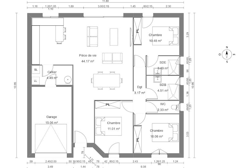  Vente Terrain + Maison - Terrain : 800m² - Maison : 93m² à Saint-Vincent-de-Paul (40990) 