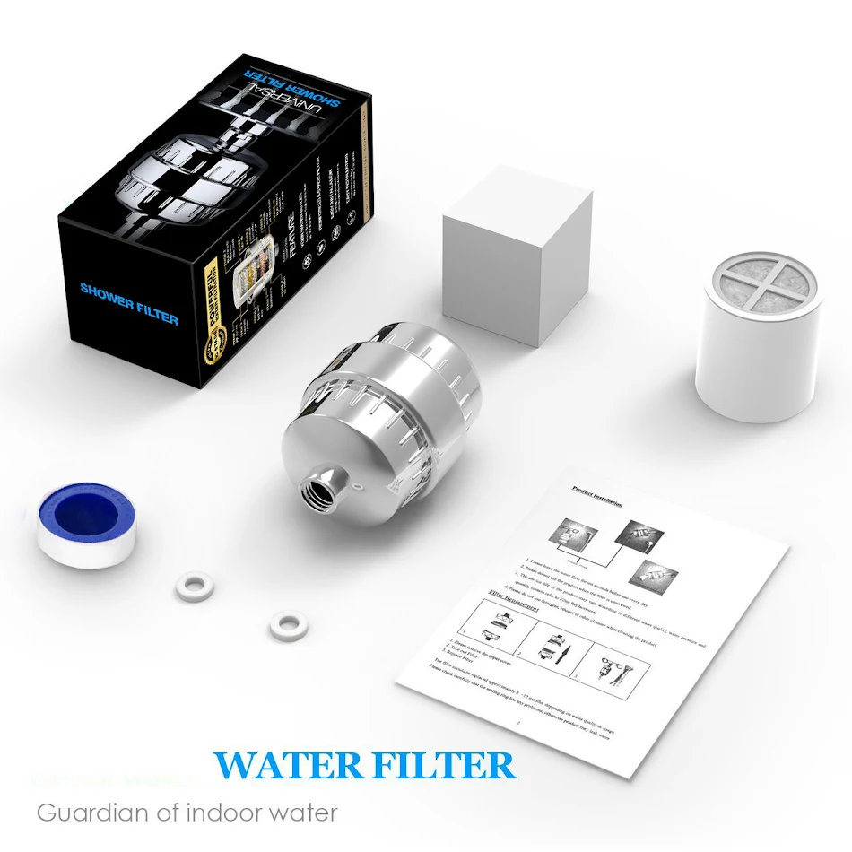 Douchewaterfilter meerlaags 10-16 lagen Badkamer waterreiniger Verwijdert onzuiverheden. Douchefilter met filterelement voor huid en haar.