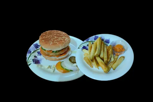 Egg Burger With French Fries