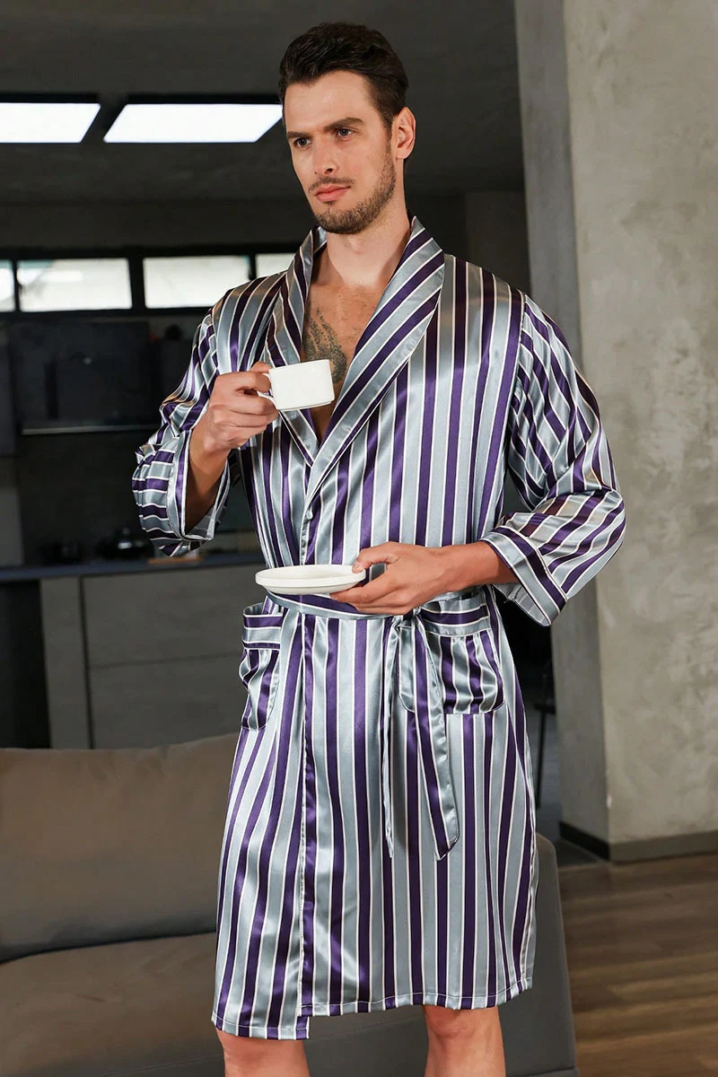 Title 22, Mens Summer Silk Bathrobe Nightgown. Experienc...