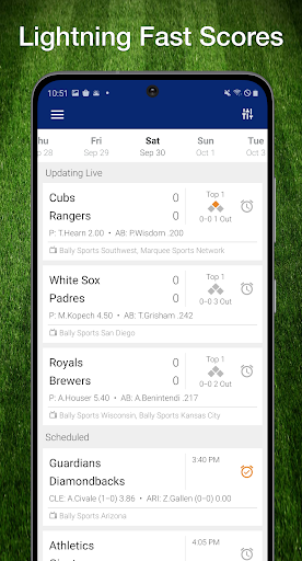 Screenshot Scores App: MLB Baseball