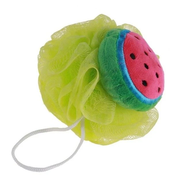 Brosse de bain design fruits mignons, éponge de douche douce, multicolore, nettoyage et massage du dos, anti-relâchement pour femmes et filles.