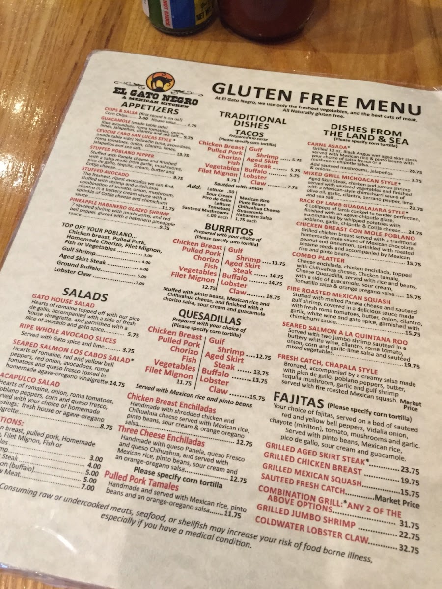 Huge gf menu!