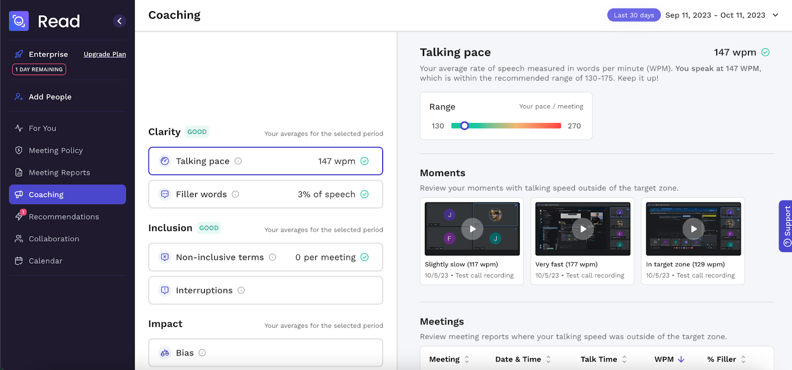 Fireflies vs. Read.ai - Read.ai Coaching page