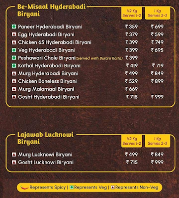 Biryani By Kilo menu 