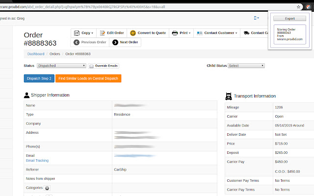 ProABD Order Exporter chrome extension