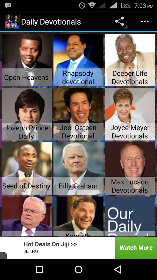 How do you access Joel Olsteen's daily devotional?