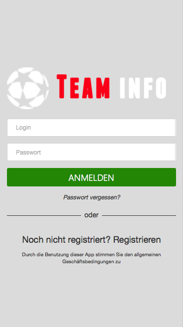Android application Team Info screenshort