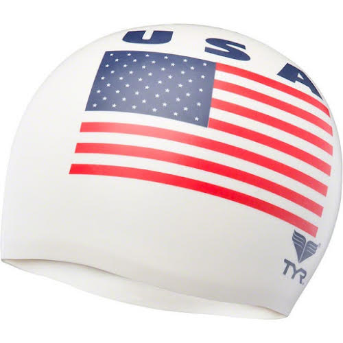 TYR Wrinkle Free Silicon Swim Cap: USA!  USA!