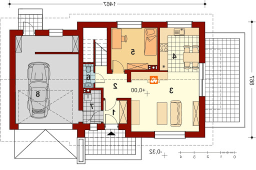 Pinczer 4 z garażem XL - Rzut parteru