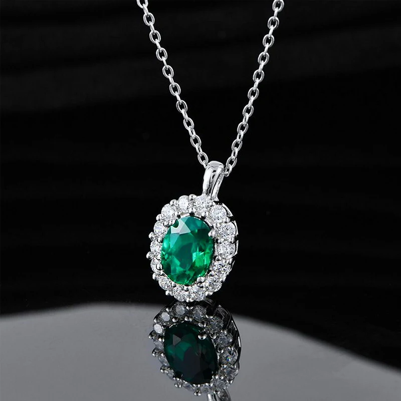 Collier Pendentif Émeraude Argent S925 Style Rétro Européen Américain Élégance Féminine Cadeau Parfait.